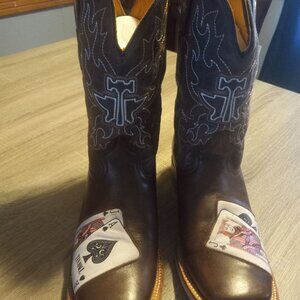 Tin Haul Black Jack House of Card Sole Boots Size 12D